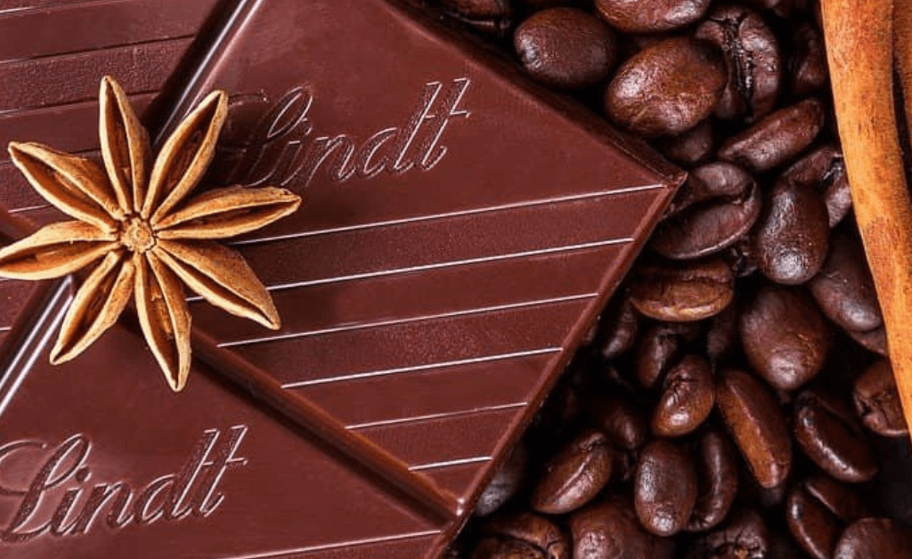 Lindt Swiss Chocolate with Coffee Beans and Cinnamon.