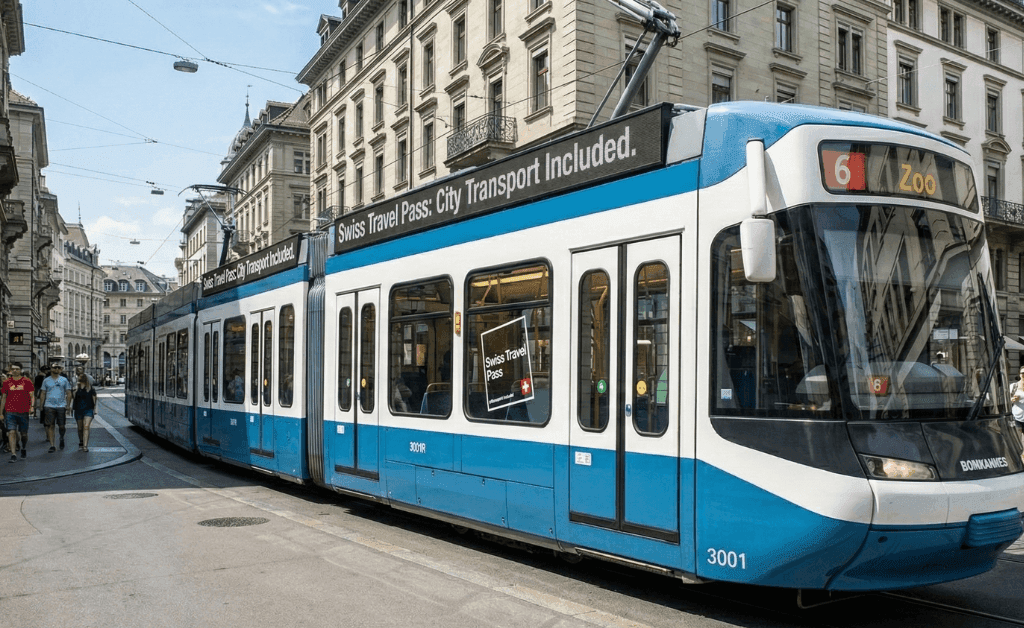 Zurich Tram Promoting the Swiss Travel Pass